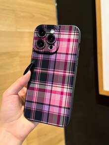 1pc New Unique Black & Pink Striped Pattern Creative Phone Case, Suitable Compatible With Apple 17 Pro Max/Air, 11/12/13/14 Plus, XR/7/8 Plus/15 Pro Max, Series - Black - View 5