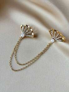 1pc/2pcs Rhinestone Rudder Brooch, Fashion Unisex Personalized Formal Dress Badge Pin - Multicolor - View 5