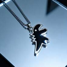 Dây chuyền hình cặp khủng long phong cách Hip-Hop, mặt dây chuyền hoạt hình đen trắng dễ thương, dây dài đa năng phù hợp với áo len cho học sinh. - Khủng long - Xem 7