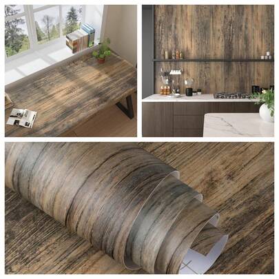 1 Roll Of Vintage Vintage Wood Grain Self-Adhesive Wallpaper, Thick, Removable Wallpaper Smooth Surfaces Such As Walls, Countertops, Cabinets, Tabletops, Partitions, Etc.