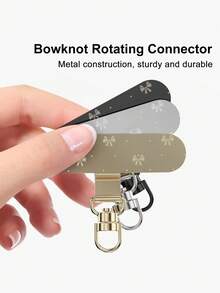 蝴蝶结形360°旋转金属连接器，手机挂绳支架，耐用防丢钩 - 彩色 - 查看 1