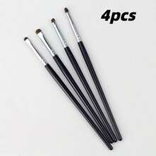 4支装凝胶美甲刷套装，适用于甲片制作、覆盖、雕塑，适用于凝胶和延长甲，椭圆形美甲笔 - 黑色 - 黑色 - 查看 10