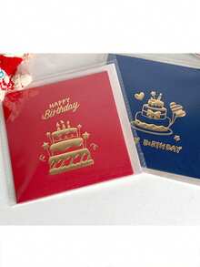 6张/1张3D立体生日/圣诞节贺卡，立体生日蛋糕贺卡带信封，圣诞节邀请卡 - 彩色 - 查看 9