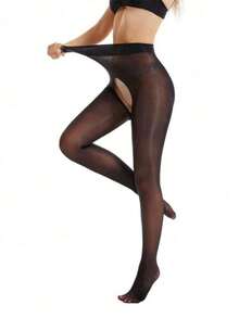 1/2pcs Women's Sexy Open Crotch Stockings - Black - View 2