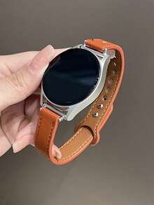 18mm 20mm 22mm Regular Leather Watch Band - Fashionable Replacement Strap, Compatible With Huawei, Galaxy Watch 7 6 5 4 40mm 44mm, Galaxy Watch 5 Pro, Galaxy Active 2, Watch 6 4, GT6 GT5 GT4 GT3 GT2 Pro, Unisex - Mocha Brown - View 7