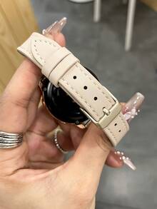 20mm X-Shape Cow Leather Watch Band With Rhinestones, Suitable For Samsung, Watches - Apricot - View 7