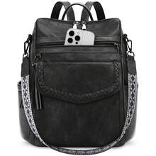 Men's Fashion Backpack Handbag PU Leather Men's Backpack Convertible Backpack Men's And Women's Casual Shoulder Bag With Tassel For Back To School - Multicolor - View 3