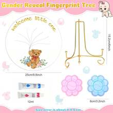 Gender Reveal Fingerprint Tree Guest Book, Gender Reveal Game, Boy Or Girl Gender Reveal Decorative Gift, Baby Shower Supplies (Elephant) - Multicolor 2 - View 7