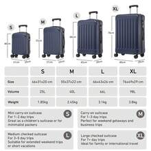 YONSLY 4-Piece Wheeled Suitcase Set With 360° Wheels, Combination Lock, Robust Double Zipper, Mesh Pocket, Soft Rubber Handle, 16/20/24/28 Inch Trolley Suitcase, Hard Shell Carry-On Luggage Set (4-Piece Set, S, M, L & XL) - 深藍 - 查看 2