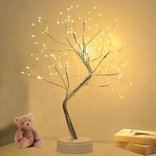 1 pieza Lámpara de árbol de alambre de cobre con LED - Alimentada por USB y batería, iluminación blanca cálida, decoración de escritorio elegante, adecuada para dormitorio, fiesta y días festivos (Pascua, Halloween, Navidad) - Estilo de escritorio, incluye cable USB (baterías no incluidas) - luz blanca cálida - Ver 12