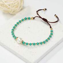 1. Vòng tay nữ bằng thủy tinh giả ngọc trai đơn giản, có thể điều chỉnh kích thước, thích hợp làm quà tặng. - vòng tay thủy tinh - Xem 6