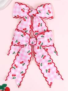 2 chiếc kẹp tóc kẻ caro hồng anh đào, kẹp tóc hình quả anh đào, kẹp tóc viền bèo thêu, kẹp tóc nơ dễ thương dùng hàng ngày, phù hợp cho thanh thiếu niên. - Nhiều màu - Xem 1