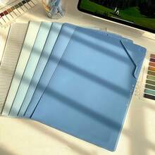 Vibrant Ombre L-Shaped File Folder, Durable Material, Large Capacity For Exam Papers Organization, Suitable For School Supplies, Office And Home - Transparent Plastic File Bag With Label Slot | Essential Back-To-School Tool - Multicolor - View 11