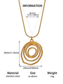 1 buc moda coil rotund pandantiv colier pentru femei culoare aur oțel inoxidabil geometric colier vară plajă petrecere bijuterii cadou - Multicolor - Vizualizare 2
