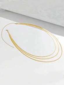 1pc Metallic Multi-Layer Snake Chain Waist Belt, Body Chain Suitable For Summer Beach Party Bikini Outfit - Gold - View 4