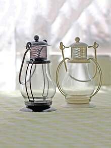 1pc Iron Candle Holder With Glass Cover, Small Horse Lamp Crafts, Creative Kerosene Lamp, Versatile Use - Multicolor - View 8