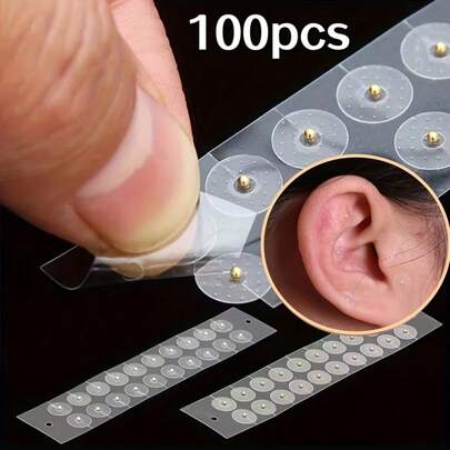 100/20 piezas Parches de acupuntura auricular desechables para cuidado de los oídos, terapia de masaje con aguja