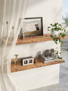 复古乡村风木质悬浮置物架 | 壁挂式储物展示架 | 高承重 | 安装简便 | 适用于客厅、卧室、浴室、厨房、书房等 | 非常适合展示照片、植物、书籍 | 家居装饰配件，悬浮置物架 - 棕色 - 查看 2