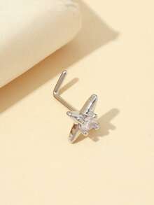 1 chiếc khuyên mũi bằng titan G23L màu trắng, kiểu dáng tinh tế. - Bạc - Xem 4