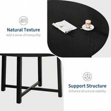 Mesa de comedor redonda 47 pulgadas para 4 - Mesa de cocina ahorro espacio con marco de metal resistente y madera superior, para pequeño comedor y apartamento. - Negro - Ver 6