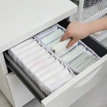 5pcs/3pcs/1pc Underwear Storage Organizer Bags With Drawers And Compartments, Household Wardrobe Storage Bags For Clothes And Socks, Decorated With Mesh Fabric, Suitable For Holiday, Room, Home, Bedroom Decor, Storing Clothes, Pants, Shoes, Jeans, Boots, Skirts - Grey - View 5