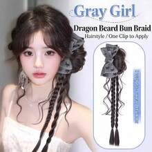 Kẹp tóc đuôi ngựa giả trông tự nhiên, kiểu tóc tết bên hông, búi hoa, nơ cài tóc. - Nhiều màu - Xem 2