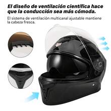 Casco Motocicleta Integral Con Visera Doble Certificado Dot - Acabado negro brillante - Ver 7