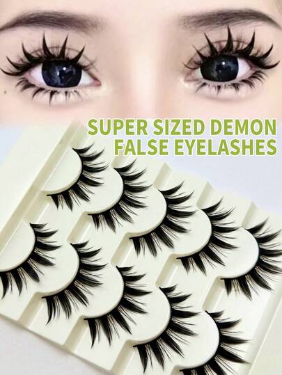 Five Pairs Of Thick And Glossy False Eyelashes, Soft And Natural, Light And Flowing, Easily Creating A Big-Eyed Effect. Waterproof Fur-Like Eyelashes, Suitable For Date And Party Wear.