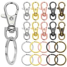 30pcs Metal Swivel Hooks With Key Rings Set, 15pcs Lobster Clasps And 15pcs Flat Key Rings - For Making Keychains, Lanyards, Bags, Dog Leashes, DIY Crafts And Gift Accessories - Center Button Flat Circle - View 7