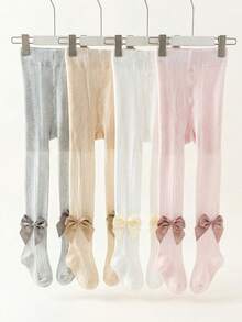 4 PCS Children's Mesh Base Kids Tights For Summer, Girls' Ultra-Thin Bowknot Tights, In A Sweet And Simple Style. Baby Toddler Leggings Socks - Multicolor - View 12