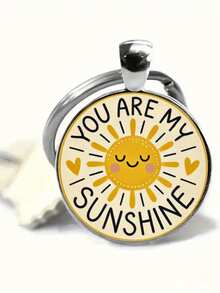 This Keychain Features A Minimalist Circular Pendant Design With A Sunny Sun And Heart Pattern, Making It An Ideal Gift For Birthdays, Friends, Valentine's Day, Or Any Special Person In Your Life. - Multicolor - View 7
