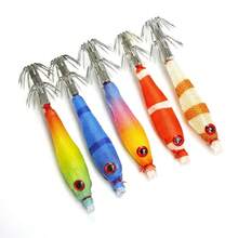 Avlcoaky Set de 5 señuelos de calamar simulados que brillan en la oscuridad para pesca de mar - Multicolor - Ver 5