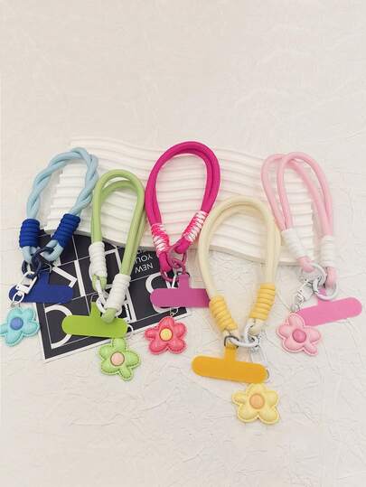 创意花朵腕带，坚固耐用，防丢装饰，适用于包包、相机、水瓶、手机等。