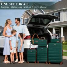 YSTYLE LONG VACATION 5-Piece Travel Luggage Set With ABS+PC Hard Shell Carry-On Suitcase, Spinner Wheels And YKK Zipper With TSA Lock - Greenish-brown - View 2