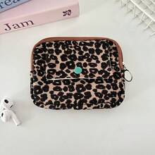 Corduroy Flip Cover Card Holder/Coin Purse, Multi-Function Leopard Print Organizer Pouch, Women's Portable Lipstick & Cosmetic Bag, Can Store Various Small Items - Multicolor - View 17
