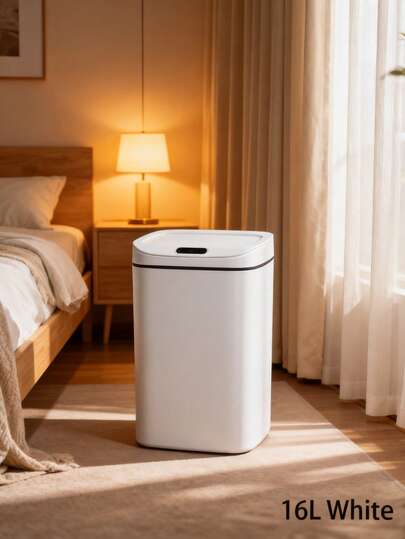 1pc 12L/14L/16L Smart Sensor Trash Can, Automatic Lid Opening, Powered By 2 AA Batteries (Not Included), Lid Design Effectively Prevents Water And Odor, Plastic Garbage Storage Container, Kitchen Food Waste Processor, 0.3s Smart Sensor, 8s Delayed Closing, Quiet Operation, Waterproof, Suitable For Living Room, Kitchen, Office, Bedroom, Etc.