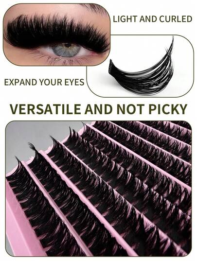 200 Pieces Of 8-16mm D-Shaped Curled DIY False Eyelashes, 100D Elongated Fluffy And Thick False Eyelashes, Faux Mink Fur Eyelashes, Soft And Voluminous, Reusable False Eyelash Extension Product, Is A Thoughtful Gift For Women And Girls.