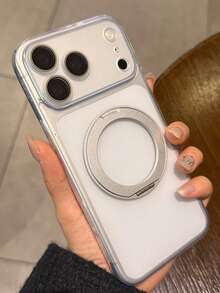 Minimalist Ice Feel Matte Transparent 360 Magnetic Bracket Holder Case Compatible With IPhone 17 Pro 17 16 Pro Max 16 Pro 16 15 Pro Max 15 Pro Max 15 Pro 15 14 Pro Max 14 Pro 14 13 Pro Max 13 Pro 13 12 Pro Max 12 Pro 12 11 Clear Camera Lens Protector Shockproof Cover - Matte White - View 5