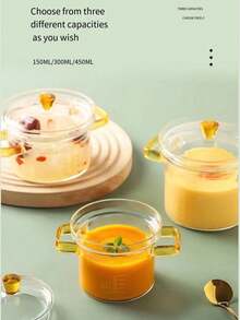 1 件装迷你硼硅玻璃双耳量杯蒸锅，家用蛋汤碗，双耳婴儿辅食蒸锅 - 查看 6