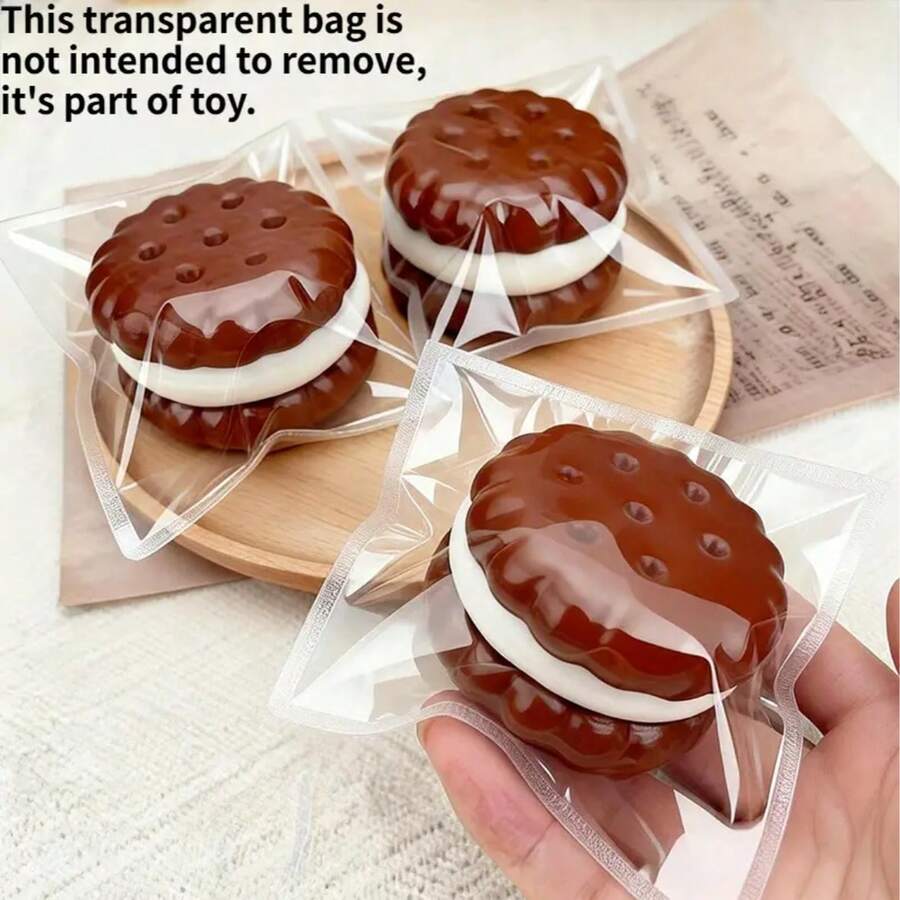 奶油夹心逼真饼干 | 柔软、有弹性、可挤压的TPR材质捏捏乐玩具，适合作为生日、圣诞节、情人节、复活节礼物 | 高性价比 - 彩色 - 查看 1