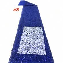 Vải ren lưới Nigeria chất lượng cao năm 2026, thêu hạt cườm và đính sequin kiểu Pháp châu Phi, thích hợp làm nguyên liệu may váy cưới. - A - Xem 5