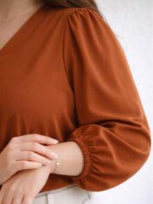 Women's 3/4 Sleeve Blouse In Duna Crepe, Elegant, Workwear, Plus Sizes GG G1 G2 G3, Evangelical Fashion - Terracotta - 紅陶 - 查看 2