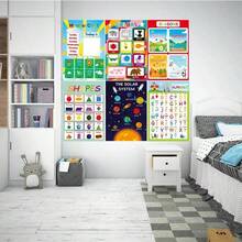 Fun Colorful Educational Posters For Toddlers,Toddler Learning Posters For Kids Ages 1-6, Early Education LearningToys ABC Chart, Numbers, Colors, Days Of The Week, Children Room Homeschool Classroom Decor Kindergarten Classroom Must Haves Supplies - Red - View 5