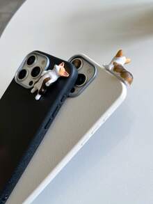 1pc Cute 3D Corgi Dog Leather Texture Phone Case | Kawaii Puppy Decor Cover, Shockproof, Anti-Slip & Scratch-Resistant | Exclusive Compatible With Iphone 17 Pro Max | Compatible With IPhone 17/16/15/14/13/12/11 Series, S20-S25 Series, Note 14/13/12 Series & A56 5G | Perfect Valentine's Day / New Year Gift - White - View 5