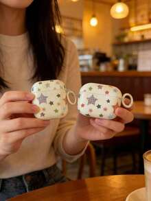 1个双色IMD一体式极简格子星形设计软耳机保护套+耳挂，适用于 Pro 2，可爱简约Apple 4代3新款半耳机保护套（女士款） - 彩色 - 查看 1