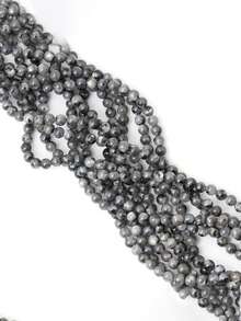 1 hebra de cuentas de piedras preciosas de labradorita negra natural con destellos para hacer joyas, cuentas sueltas de 4 6 8 10mm - Negro - Ver 3