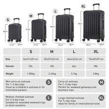 YONSLY 4-Piece Wheeled Suitcase Set With 360° Wheels, Combination Lock, Robust Double Zipper, Mesh Pocket, Soft Rubber Handle, 16/20/24/28 Inch Trolley Suitcase, Hard Shell Carry-On Luggage Set (4-Piece Set, S, M, L & XL) - 黑色 - 查看 2