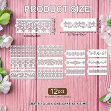 Cake Stencils Decorating For BaFKing - 12 Pcs Reusable Floral Border Stencils, Mexican Art Flower Lace Stencil, Buttercream Templates For Painting On Wood Crafts - Ornatecake - View 4