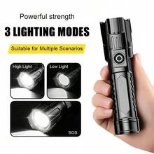 Linterna LED recargable súper brillante - 3 modos, diseño compacto, alto brillo, larga duración de la batería, adecuada para reparaciones en el hogar - negro - Ver 7