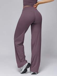 NcmRyu 1件装 女士高腰直筒休闲运动裤 - 紫色 - 查看 9